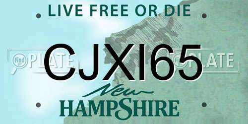 CJXI65 New Hampshire License Plate