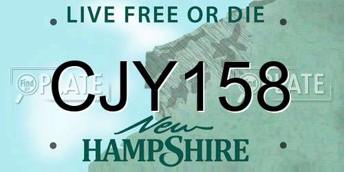 CJY158 New Hampshire License Plate