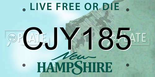 CJY185 New Hampshire License Plate