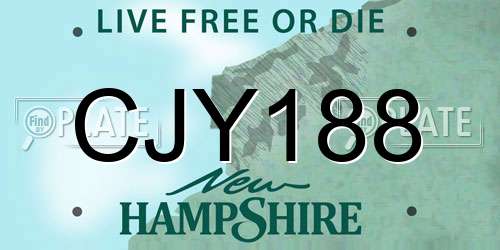 CJY188 New Hampshire License Plate