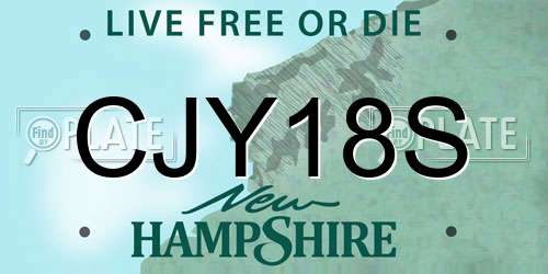 CJY18S New Hampshire License Plate