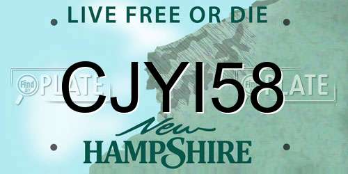 CJYI58 New Hampshire License Plate