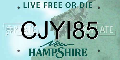 CJYI85 New Hampshire License Plate