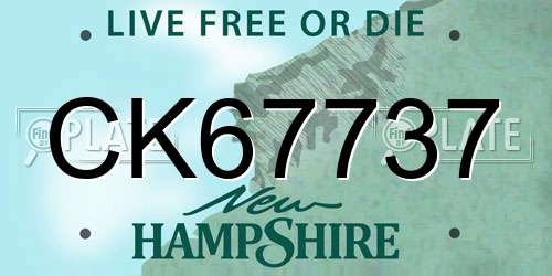 CK67737 New Hampshire License Plate
