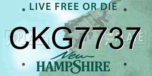 CKG7737 New Hampshire License Plate