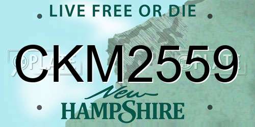 CKM2559 New Hampshire License Plate