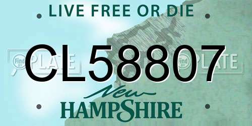 CL58807 New Hampshire License Plate