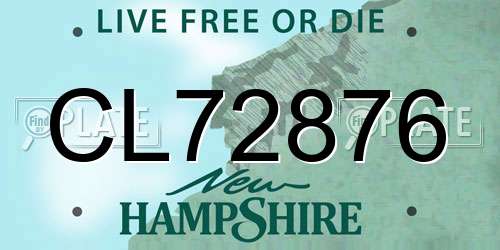 CL72876 New Hampshire License Plate