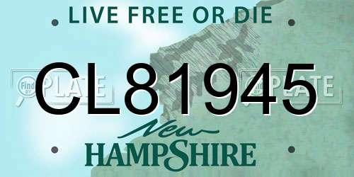 CL81945 New Hampshire License Plate