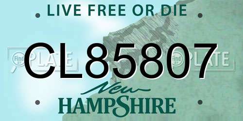 CL85807 New Hampshire License Plate