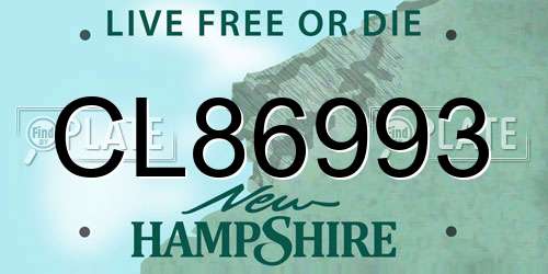 CL86993 New Hampshire License Plate