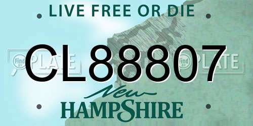 CL88807 New Hampshire License Plate