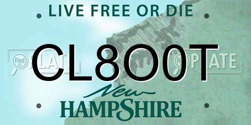 CL8O0T New Hampshire License Plate