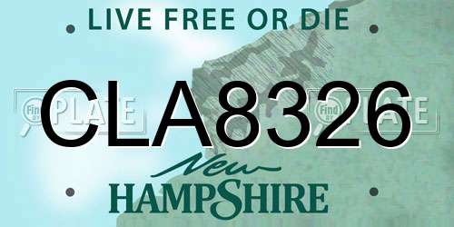 CLA8326 New Hampshire License Plate