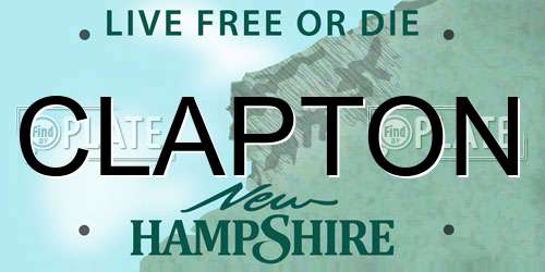CLAPTON New Hampshire License Plate
