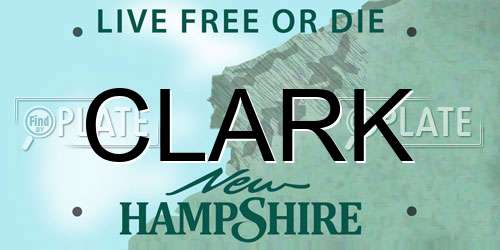 CLARK New Hampshire License Plate