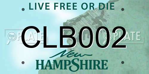 CLB002 New Hampshire License Plate