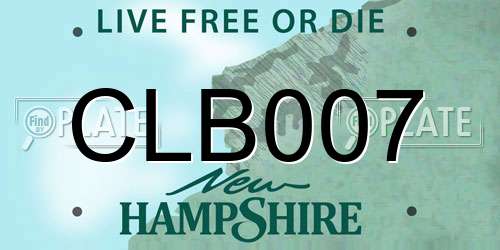 CLB007 New Hampshire License Plate