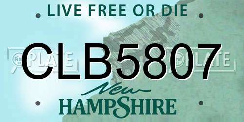 CLB5807 New Hampshire License Plate