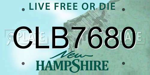 CLB7680 New Hampshire License Plate