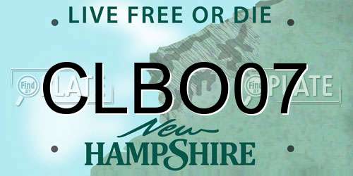 CLBO07 New Hampshire License Plate