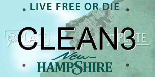 CLEAN3 New Hampshire License Plate