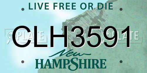 CLH3591 New Hampshire License Plate
