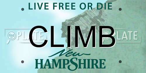 CLIMB New Hampshire License Plate