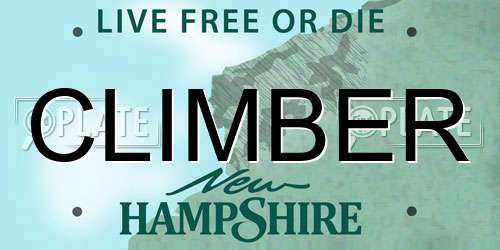 CLIMBER New Hampshire License Plate
