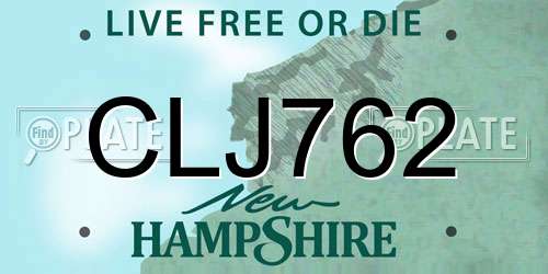 CLJ762 New Hampshire License Plate
