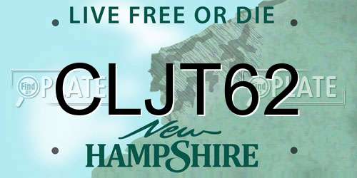 CLJT62 New Hampshire License Plate