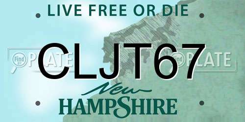 CLJT67 New Hampshire License Plate