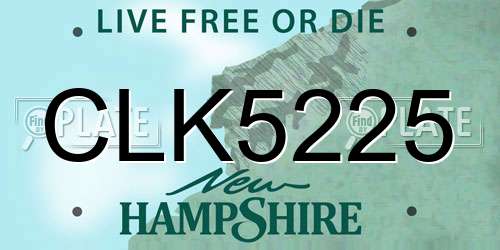CLK5225 New Hampshire License Plate