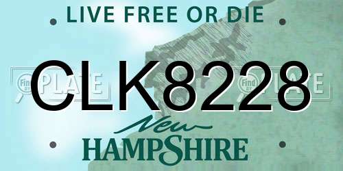 CLK8228 New Hampshire License Plate