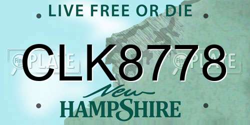 CLK8778 New Hampshire License Plate