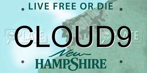 CLOUD9 New Hampshire License Plate