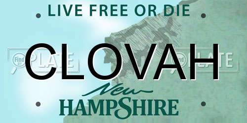 CLOVAH New Hampshire License Plate