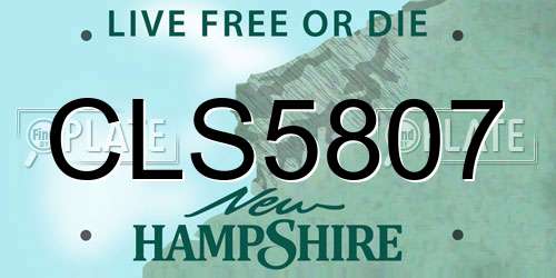 CLS5807 New Hampshire License Plate