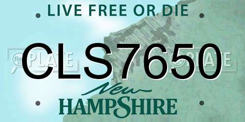 CLS7650 New Hampshire License Plate
