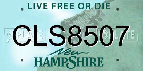 CLS8507 New Hampshire License Plate