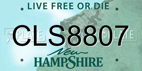 CLS8807 New Hampshire License Plate
