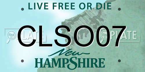 CLSO07 New Hampshire License Plate