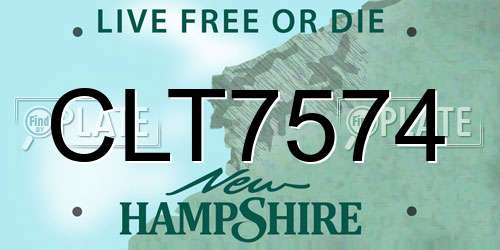 CLT7574 New Hampshire License Plate