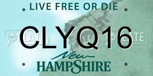 CLYQ16 New Hampshire License Plate