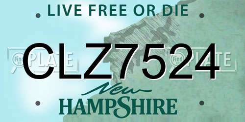 CLZ7524 New Hampshire License Plate