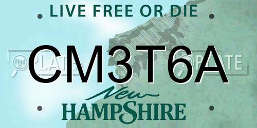 CM3T6A New Hampshire License Plate