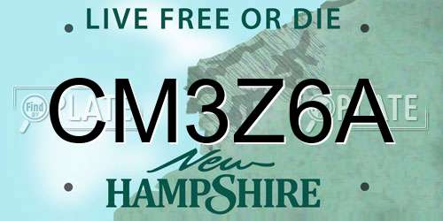 CM3Z6A New Hampshire License Plate