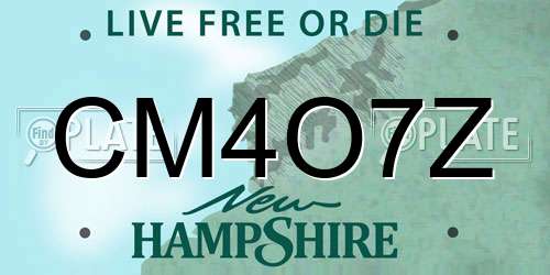 CM4O7Z New Hampshire License Plate