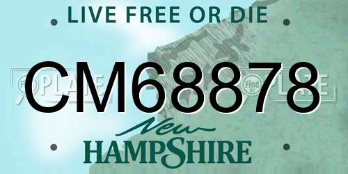 CM68878 New Hampshire License Plate