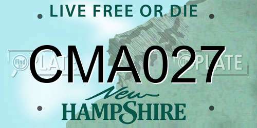 CMA027 New Hampshire License Plate